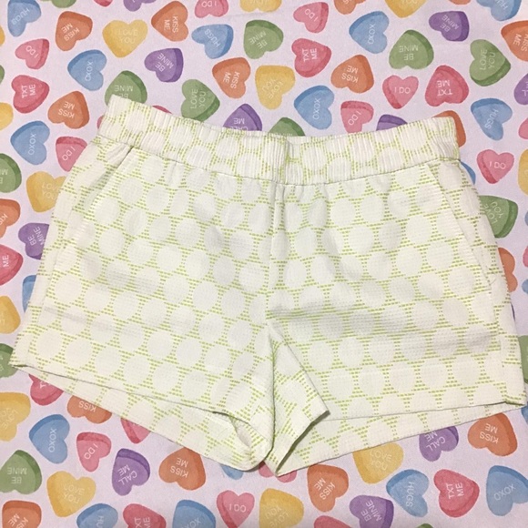 J.Crew Women’s Gartered Neon Green with White Polkadot Shorts 🩳 - Picture 1 of 4